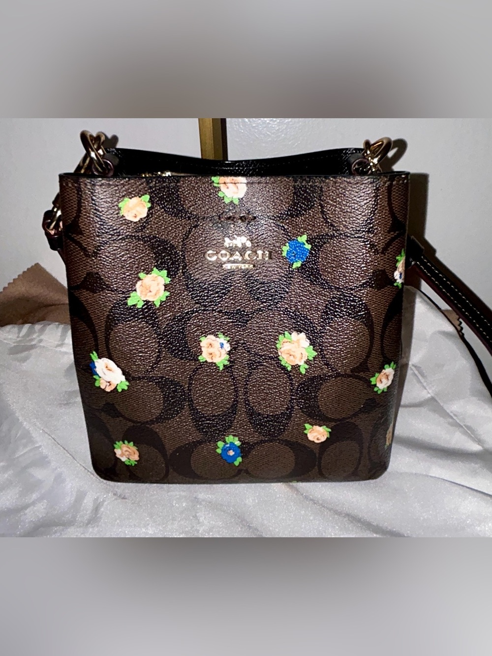 Coach Mini Town Bucket Bag in Signature Canvas with Vintage Mini Rose Print